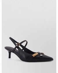 Pinko - Gloria 18 Pumps Leather Metal Lettering Detail - Lyst
