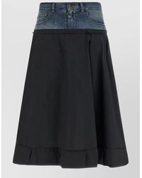 Maison Margiela - A Line Skirt Contrast Fabrics Denim Waistband - Lyst