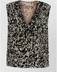 Dries Van Noten - Crepe College Top Floral Trim Neckline - Lyst