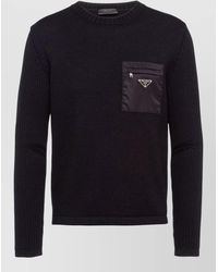 Prada - Crew Neck Long Sleeve Pocket Top - Lyst