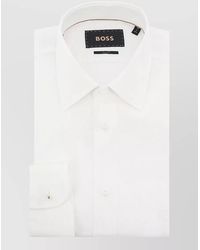 BOSS - Linen Slim-Fit Long-Sleeve Shirt - Lyst