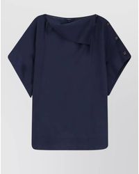 Soeur - Linen Blend Asymmetric Boat Neck Short Sleeve Blouse - Lyst