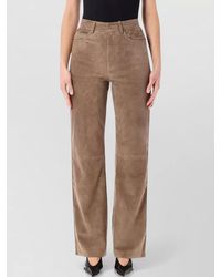 ROTATE BIRGER CHRISTENSEN - Suede Straight-Leg Trousers - Lyst