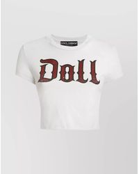 Dolce & Gabbana - Cropped T-Shirt With Vintage Effect - Lyst