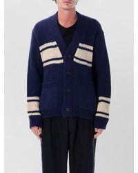 Universal Works - Wool Chunky-Knit Striped V-Neck Cardigan - Lyst