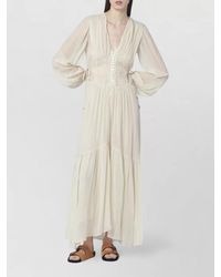 Isabel Marant - Viscose Sheer V-Neck Long-Sleeve Maxi Dress - Lyst