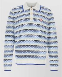 CASABLANCA - Cotton Polo Shirt Embroidered Contrast Collar - Lyst