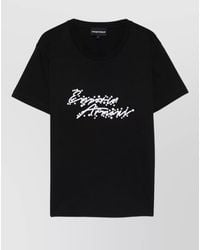 Emporio Armani - Cotton Logo Embellished Round Neck Short Sleeve T-Shirt - Lyst