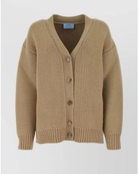 Prada - Cashmere Blend Ribbed Oversized Cardigan - Lyst