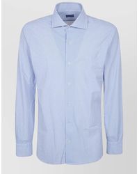 Barba Napoli - Long Sleeve Striped Neck Detail Shirt - Lyst