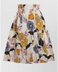 Marni - High Waist Floral Midi A Line Skirt - Lyst