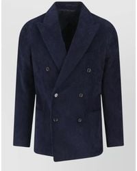 Lardini - Textured Double Breasted Blazer Buttoned Cuffs - Lyst