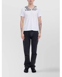 MM6 by Maison Margiela - Cotton V-Neck Short-Sleeve T-Shirt - Lyst