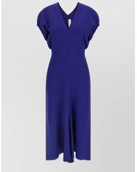 Victoria Beckham - Asymmetric V-Neck Midi Dress - Lyst