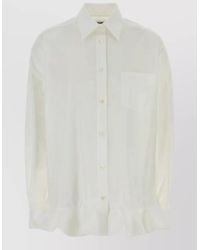 Moschino - Cotton Stretch Poplin Ruffled Shirt - Lyst