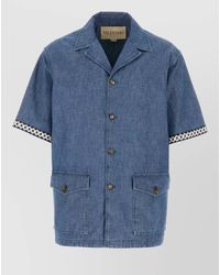 Valentino Garavani - Denim Shirt Short Sleeves Patch Pockets Embroidery - Lyst