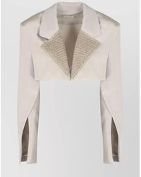 The Mannei - Silk Blazer With Textured Lapel And Cropped Length - Lyst