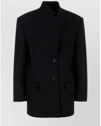 The Attico - Wool Blazer With Front Pockets And Structured Shoulders - Lyst