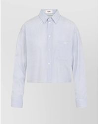 Celine - Triomphe Striped Cropped Shirt - Lyst