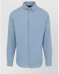 Giorgio Armani - Denim Cotton Shirt Button-Down Collar - Lyst