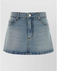Ami Paris - High Waist Denim Mini Skirt Frayed Hem - Lyst