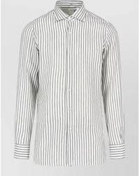 Finamore 1925 - Striped Button Down Collar Cuffed Sleeve Shirt - Lyst