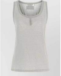 Victoria Beckham - Split Tank Top Scoop Neck Ribbed Trim - Lyst