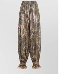 Valentino - Silk Printed Wide-Leg Trousers - Lyst