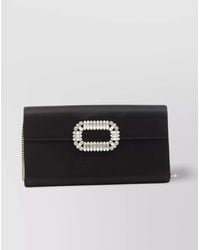 Roger Vivier - Crystal Buckle Satin Clutch Bag - Lyst