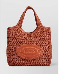 Tod's - Mini Tote Bag With Raffia And Leather - Lyst