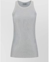 The Attico - Cotton Ribbed Rhinestone-Embellished Scoop-Neck Tank Top - Lyst