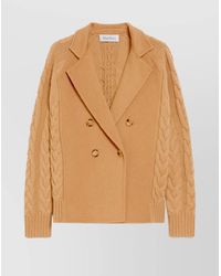 Max Mara - Cable Knit Wool Cashmere Double Breasted Pea Coat - Lyst