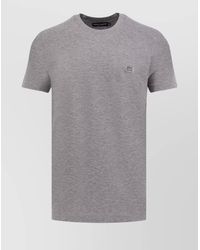 Dolce & Gabbana - Ribbed Crew-Neck Cotton T-Shirt With Metal Logo - Lyst