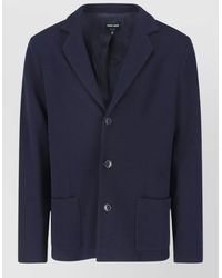 Giorgio Armani - Long Sleeve Blazer Jacket Notched Lapel Pockets - Lyst