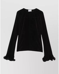 Moschino - Velvet Long Sleeve Top Crew Neck - Lyst
