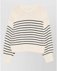 Alysi - Crewneck Striped Knit Sweater Long Sleeves - Lyst