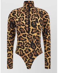 Goldbergh - Jaguar-Print High-Neck Long-Sleeve Bodysuit - Lyst