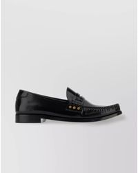 Saint Laurent - Leather Fringed Loafers With Metal Studs - Lyst