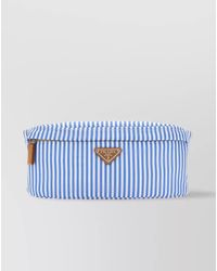 Prada - Striped Re-Nylon Belt Bag With Leather Trim - Lyst