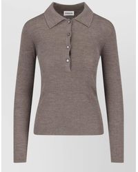 P.A.R.O.S.H. - Ribbed Collared Top Long Sleeves Buttons - Lyst