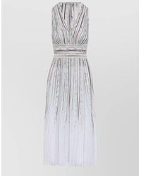 Missoni - Striped Sleeveless V-Neck Pleated Midi Dress - Lyst