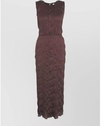 STAUD - Maxi Dress Pleated Texture Keyhole Back Drawstring - Lyst