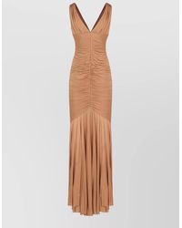 GIUSEPPE DI MORABITO - Draped V-Neck Flared Maxi Dress - Lyst
