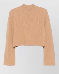 Max Mara - Crew Neck Cropped Ribbed Long Sleeve Top - Lyst