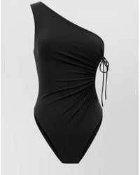 Saint Laurent - One-Shoulder Ruched Swimsuit With Side Cut-Out - Lyst