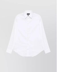 Emporio Armani - Cotton Shirt With Button-Down Collar And Curved Hem - Lyst