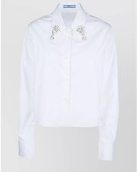 Prada - Crystal Embellished Cotton Poplin Shirt - Lyst