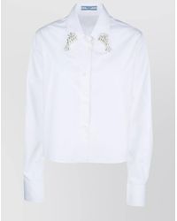 Prada - Crystal Embellished Cotton Poplin Shirt - Lyst