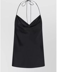 Valentino - Halterneck Satin Top Sleeveless Draped Front - Lyst