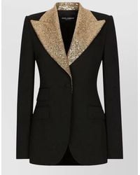 Dolce & Gabbana - Sequin Virgin Wool Tailored Blazer Jacket - Lyst